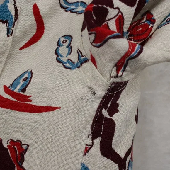 RARE 1950s Vintage Moygashel Pure Irish Fabric Linen Button Down